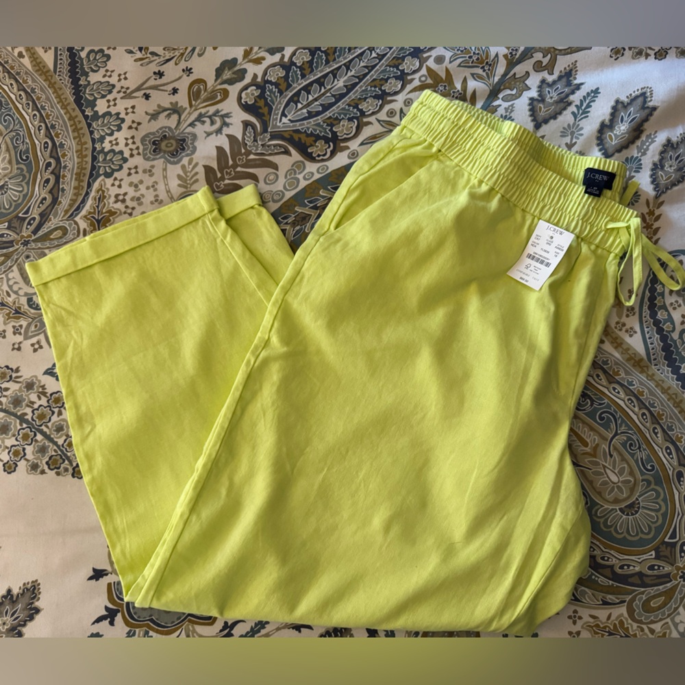 J. Crew Factory Women’s Linen Blend Drawstring Pants NWT $69.50 XXL Bright Green